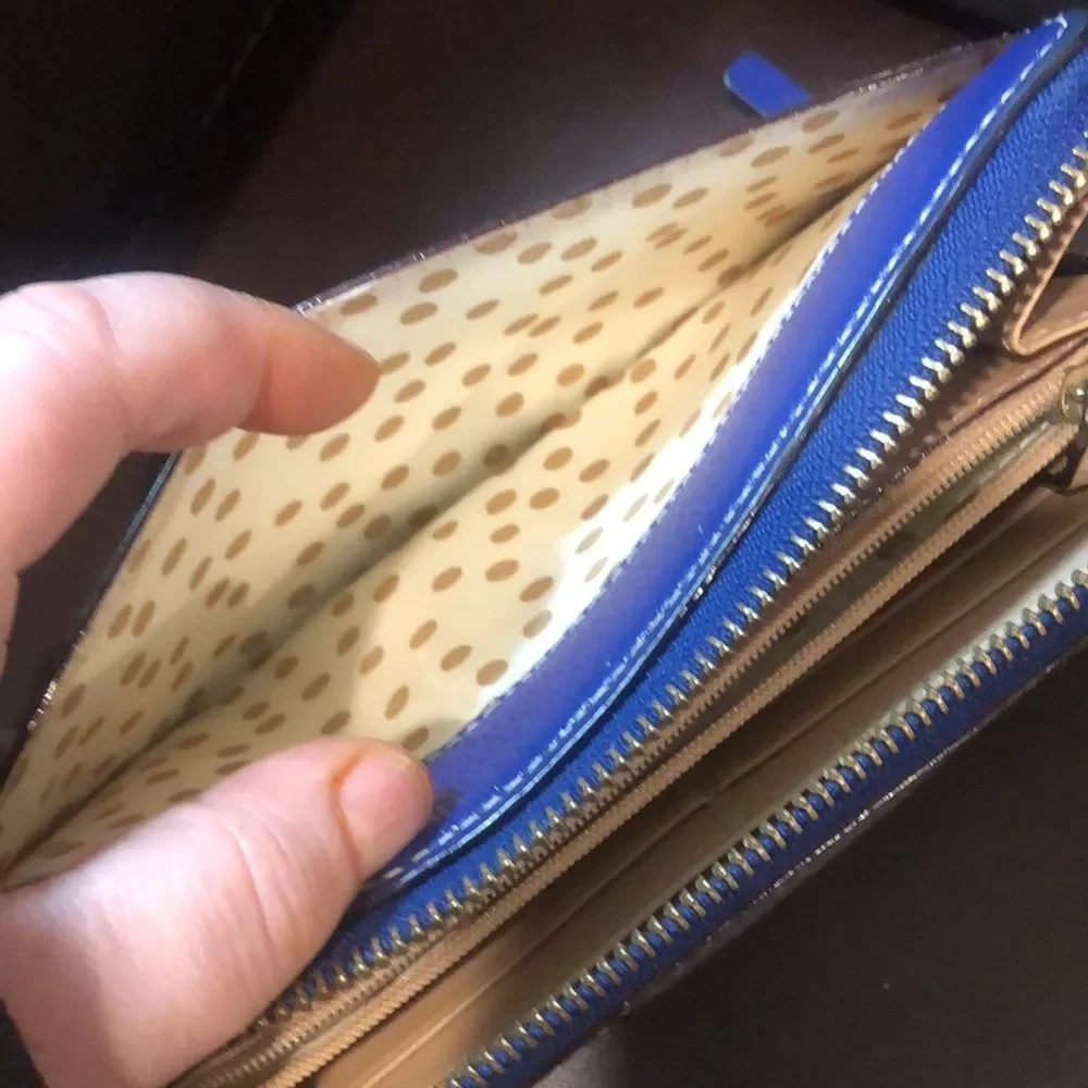 KATE SPADE Cobalt Blue Leather Full Zip Continental Wallet Excellent Condition